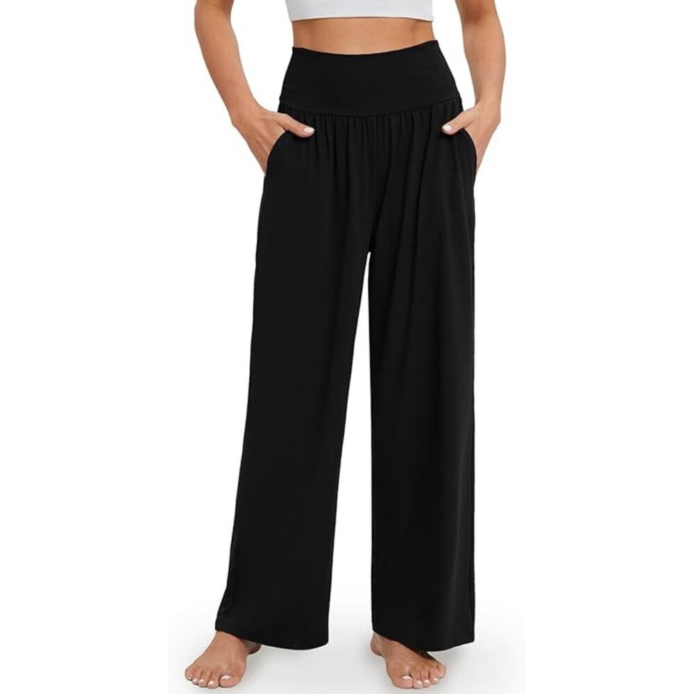 NWT Gracyoga Wide Leg Yoga Pants for Women Black Size XL